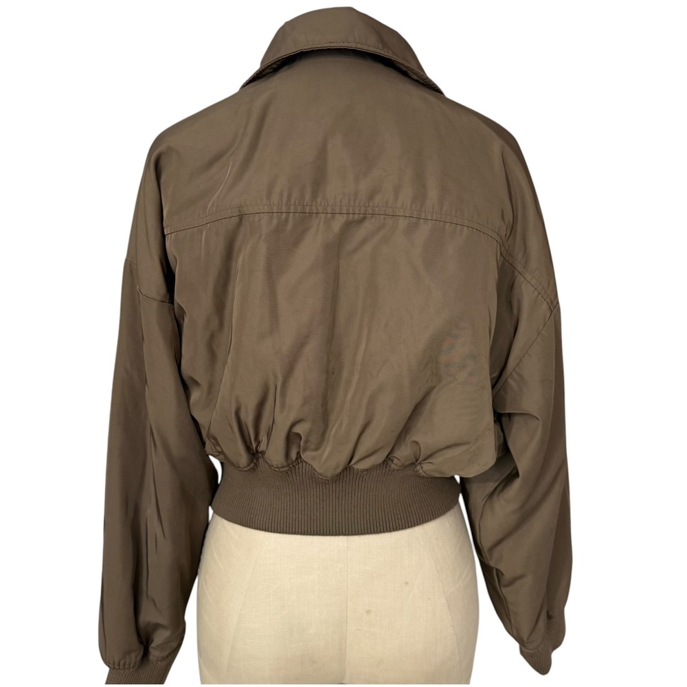 PE Nation Pursuit Bomber Jacket Womens S Walnut Brown Cropped Zip Up Logo - Picture 6 of 10